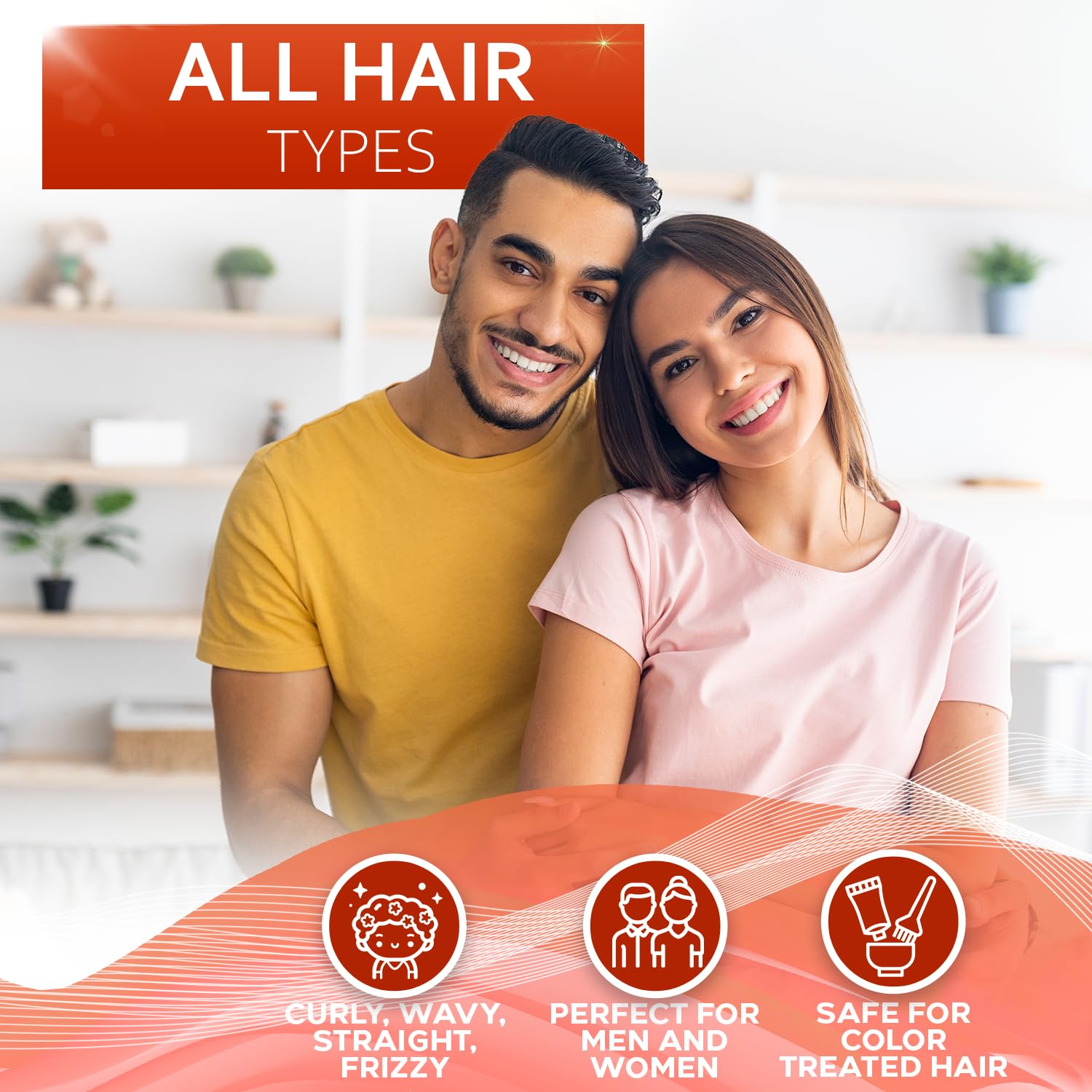 BELLISSO serum on curly hair in lifestyle setting, shows defined frizz-free curls