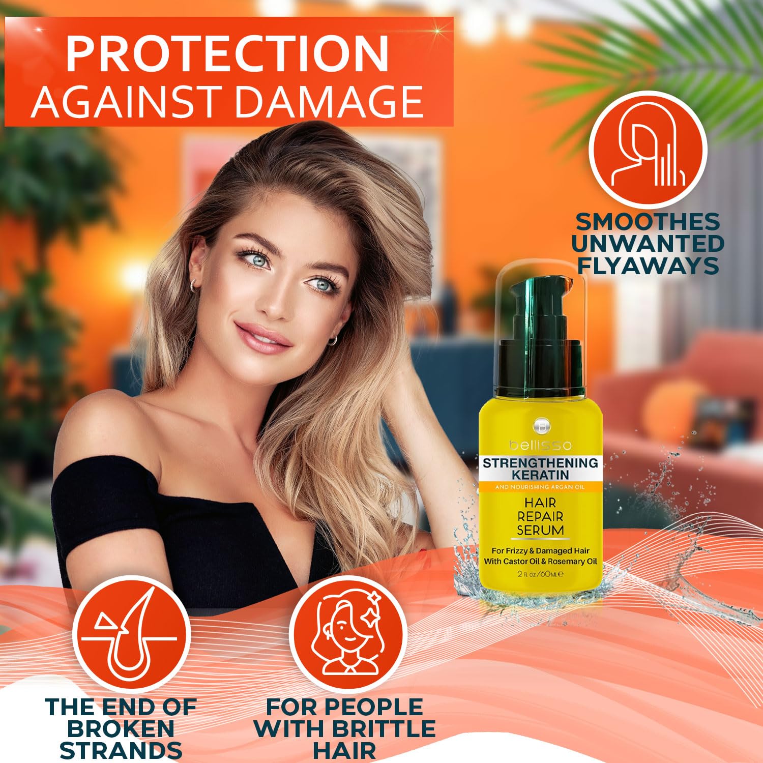 BELLISSO serum texture close-up highlighting lightweight oil and silky consistency