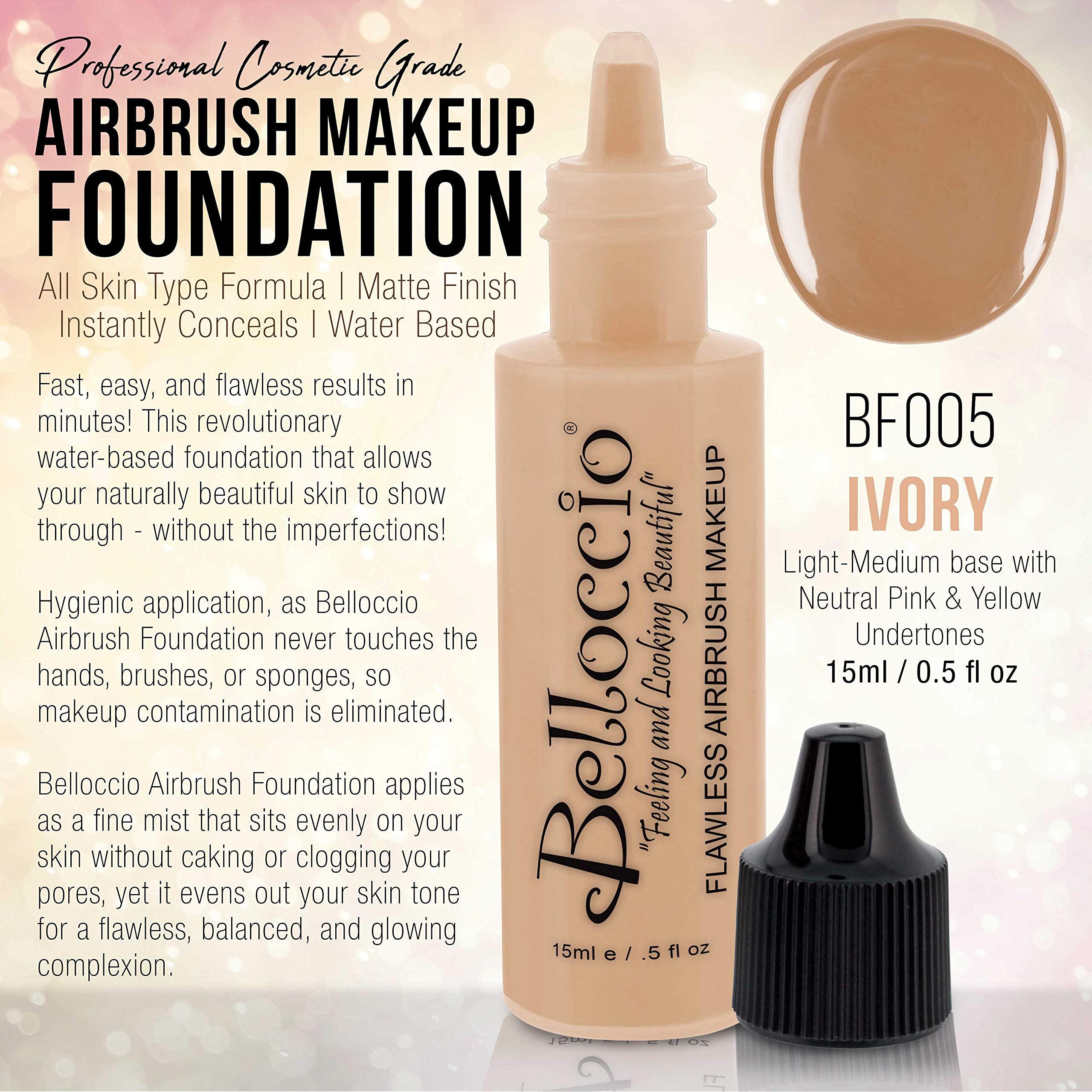 Belloccio foundation texture close-up showing smooth water-based blend for even coverage