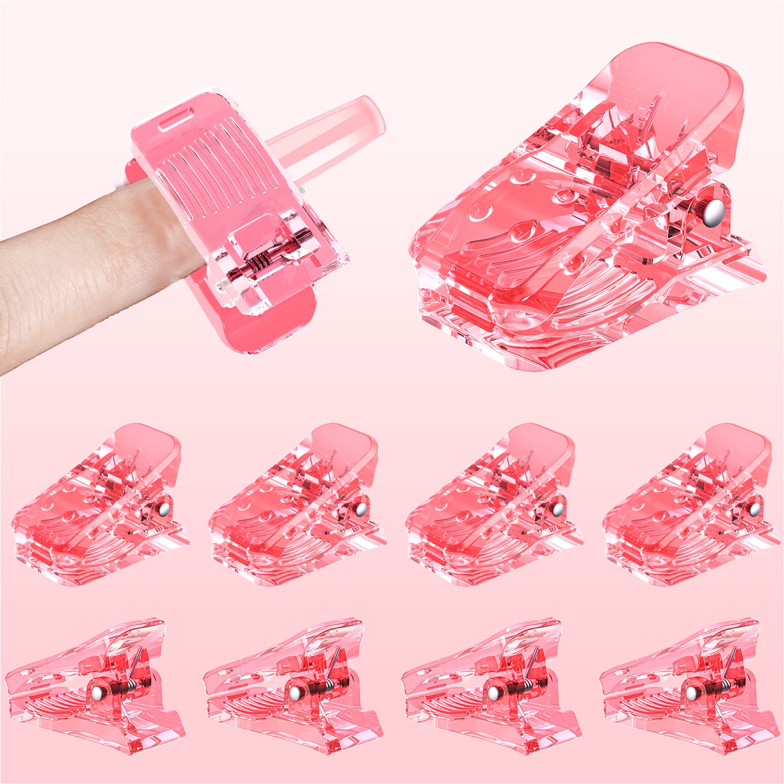 Beloving pink nail clips front view showing ten-piece set for steady curing