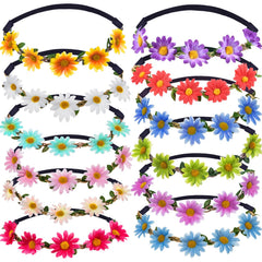 Bememo front view of floral wreath headbands showing colors and design, easy styling