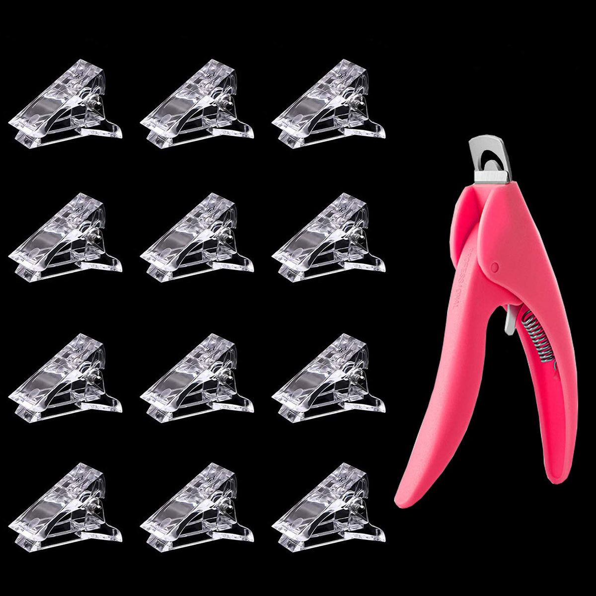 Benbeno front view of 12 clips and trimmer showing compact kit benefit