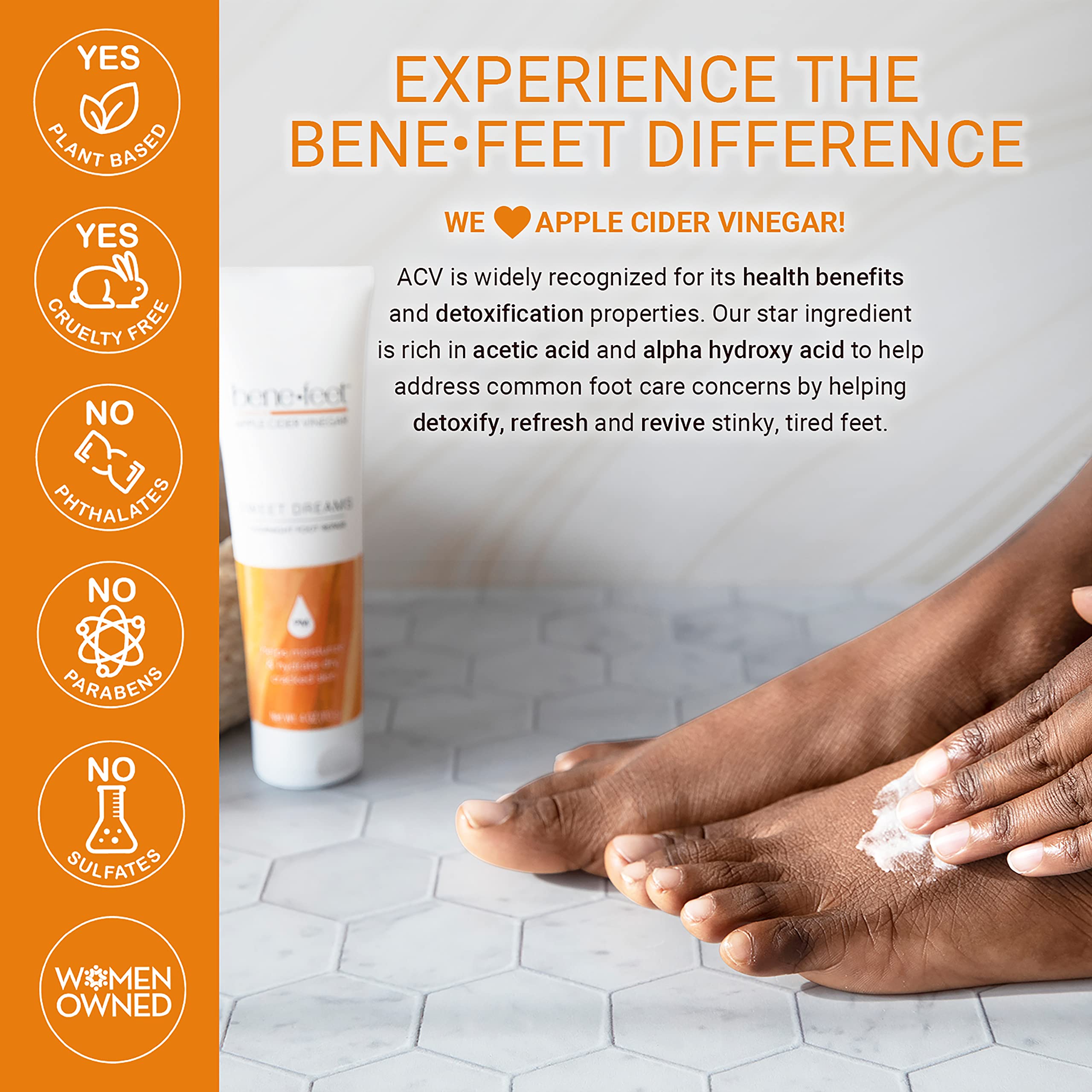 Benefeet ingredient focus on apple cider vinegar emphasizing detox-support benefit