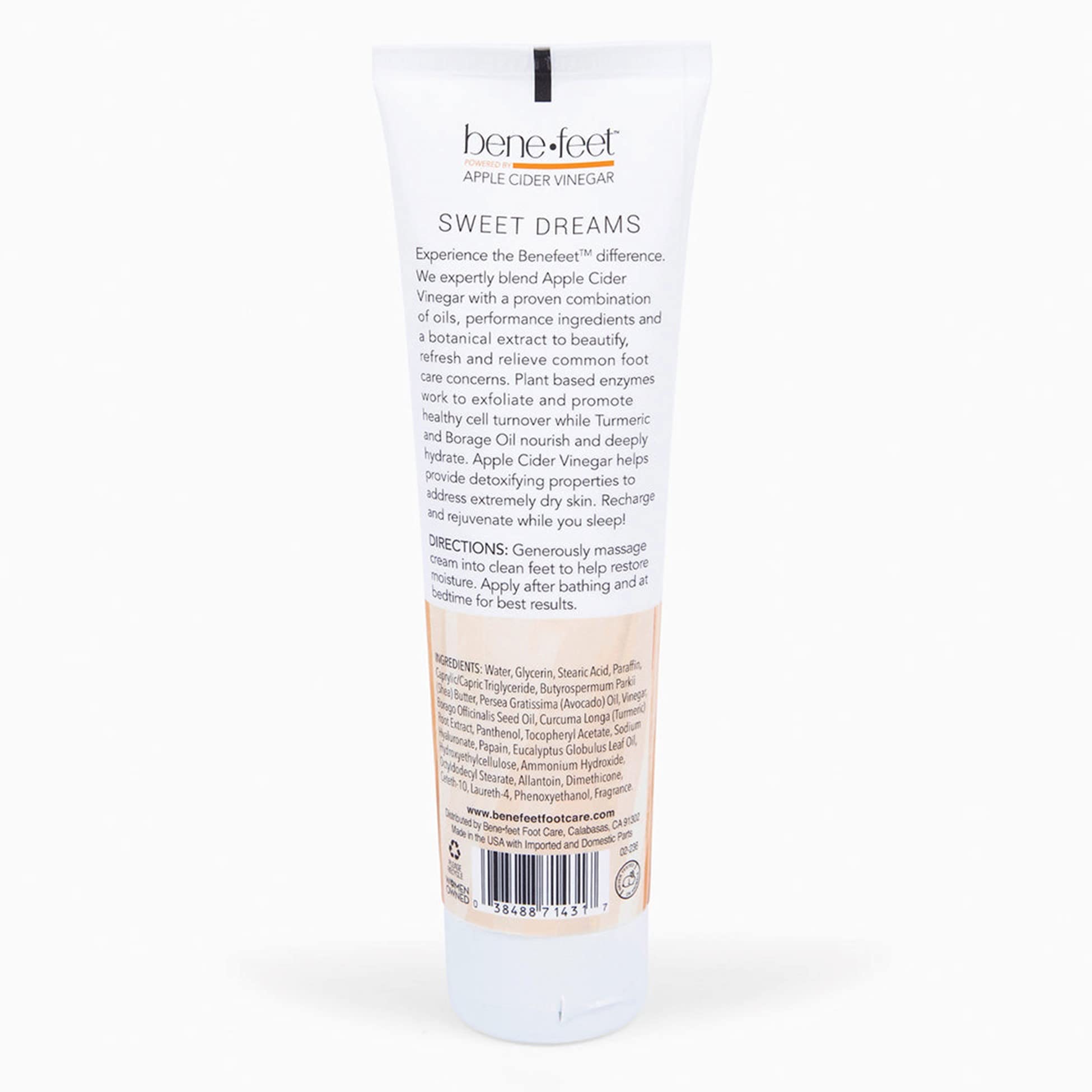 Benefeet label and ingredients panel highlighting botanical blend transparency benefit
