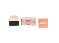 Benefit Cookie Powder open with custom rounded brush and mirror demonstrating easy touch-ups