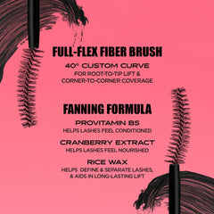 Benefit Fan Fest formula swipe showing smooth, buildable texture and clump-free finish benefit