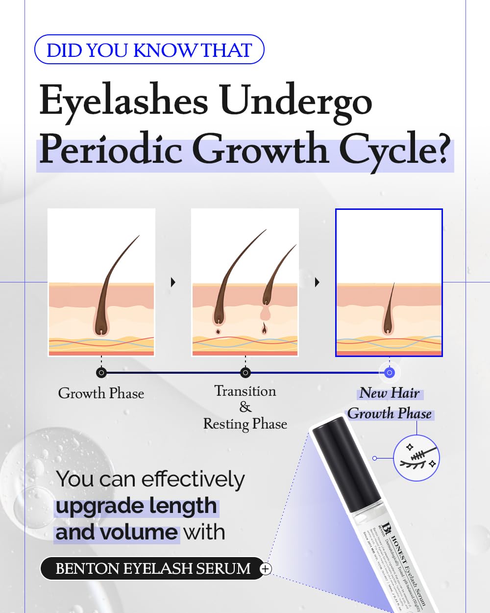 BENTON applied to underlash area showing targeted reach for small lashes