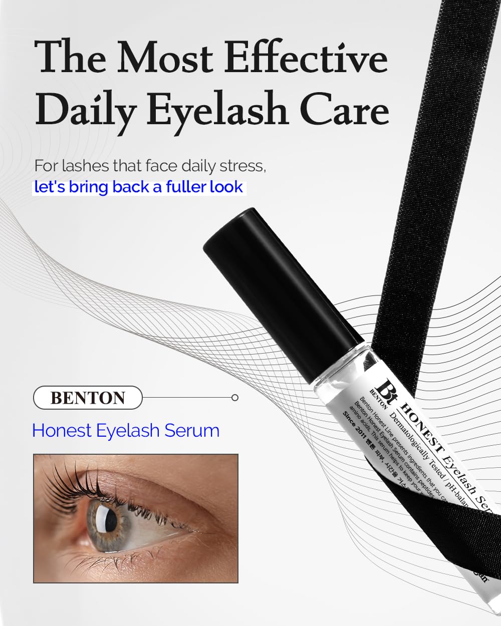 BENTON C-curve brush detail for even lash-line application and precise coverage