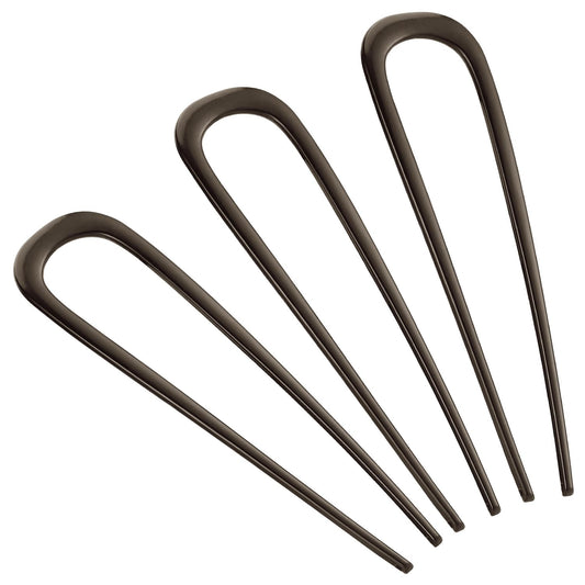 BEoffer French hair pin front view showing sleek black finish and elegant profile for secure styling