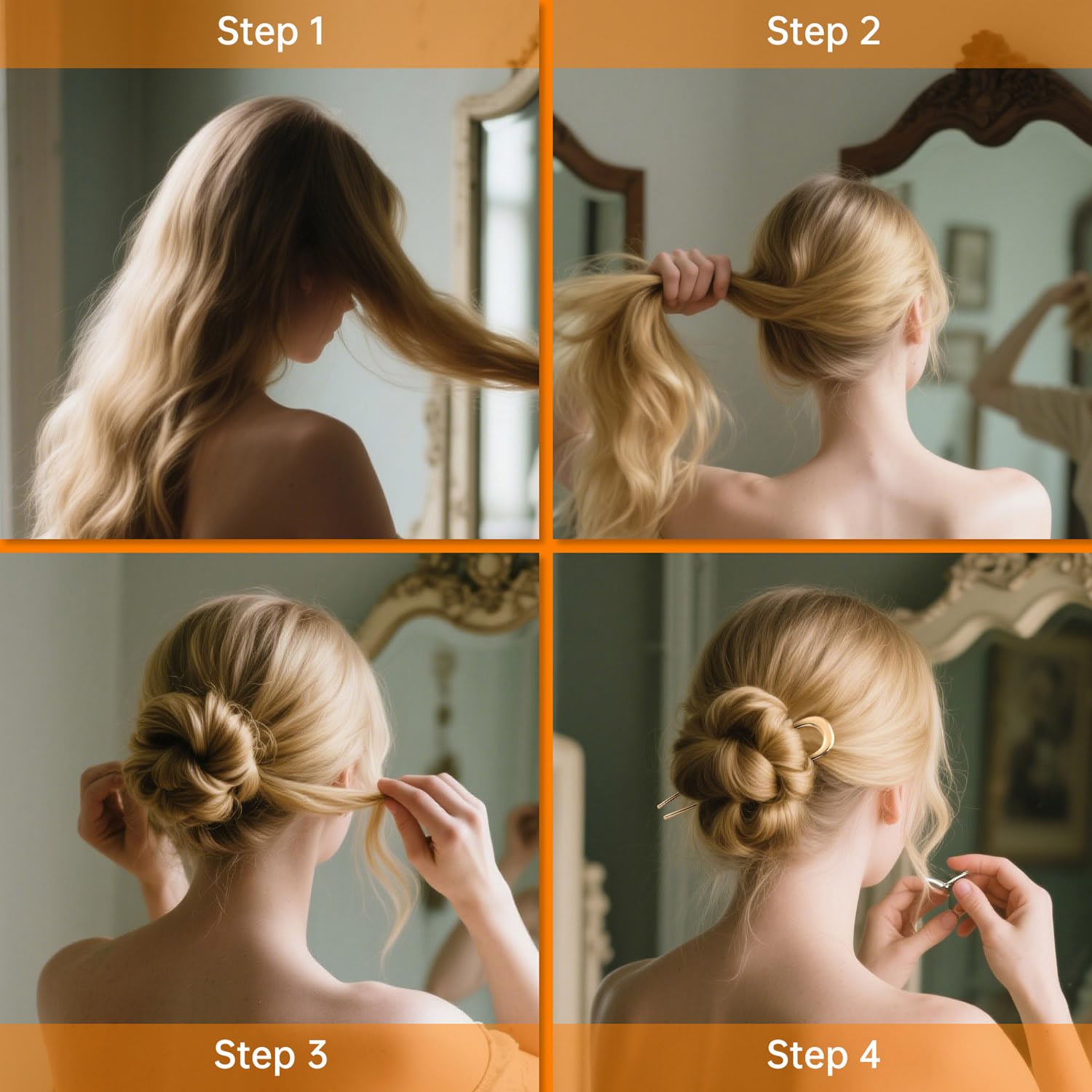 BEoffer used in a polished bun on a model showing refined, professional-looking hairstyle