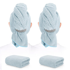 BEoffer front view of two towel wraps showing size and color benefits