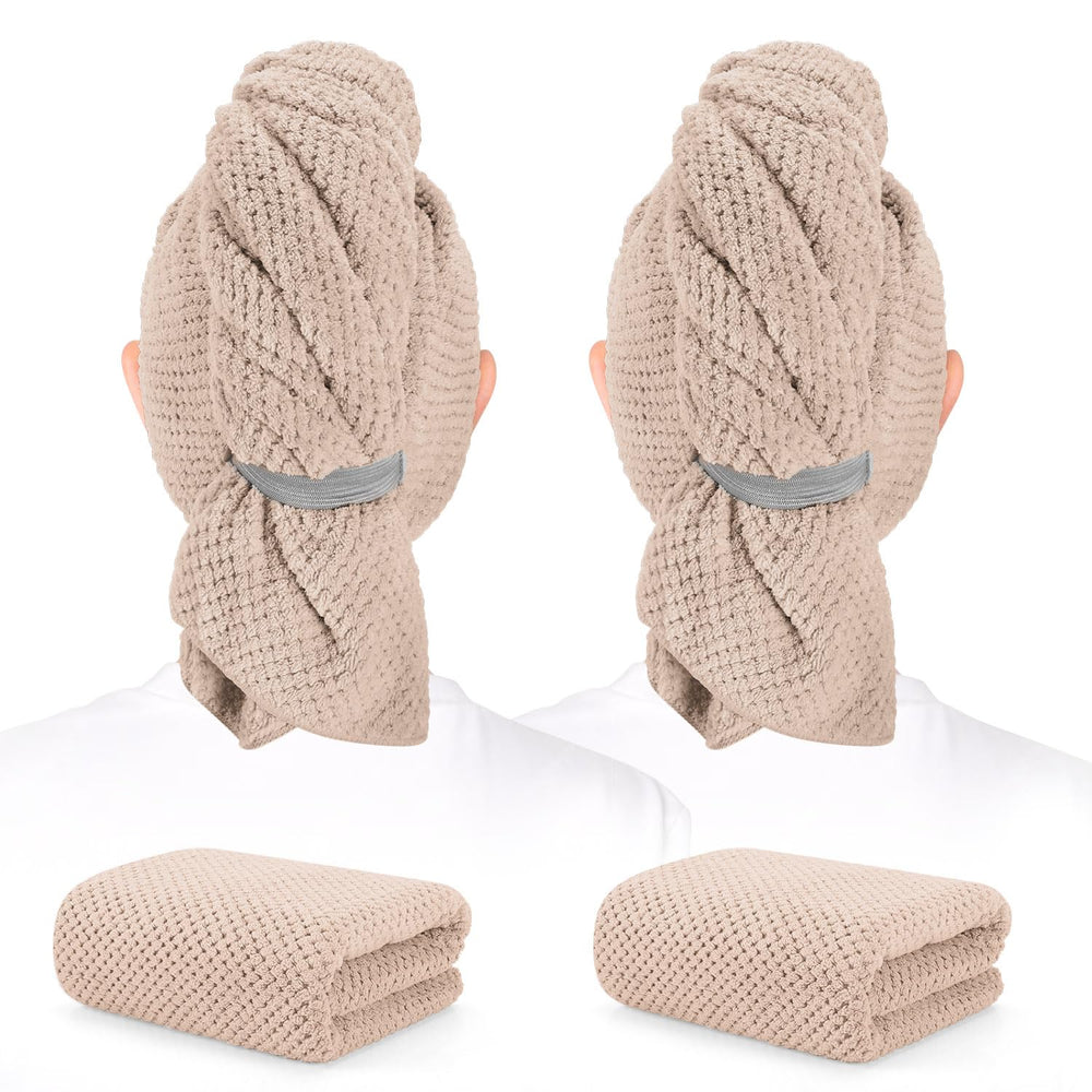 BEoffer front view of two towel pack showing size and color, fast-dry benefit