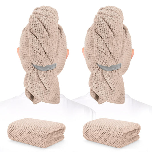 BEoffer front view of two towel pack showing size and color, fast-dry benefit