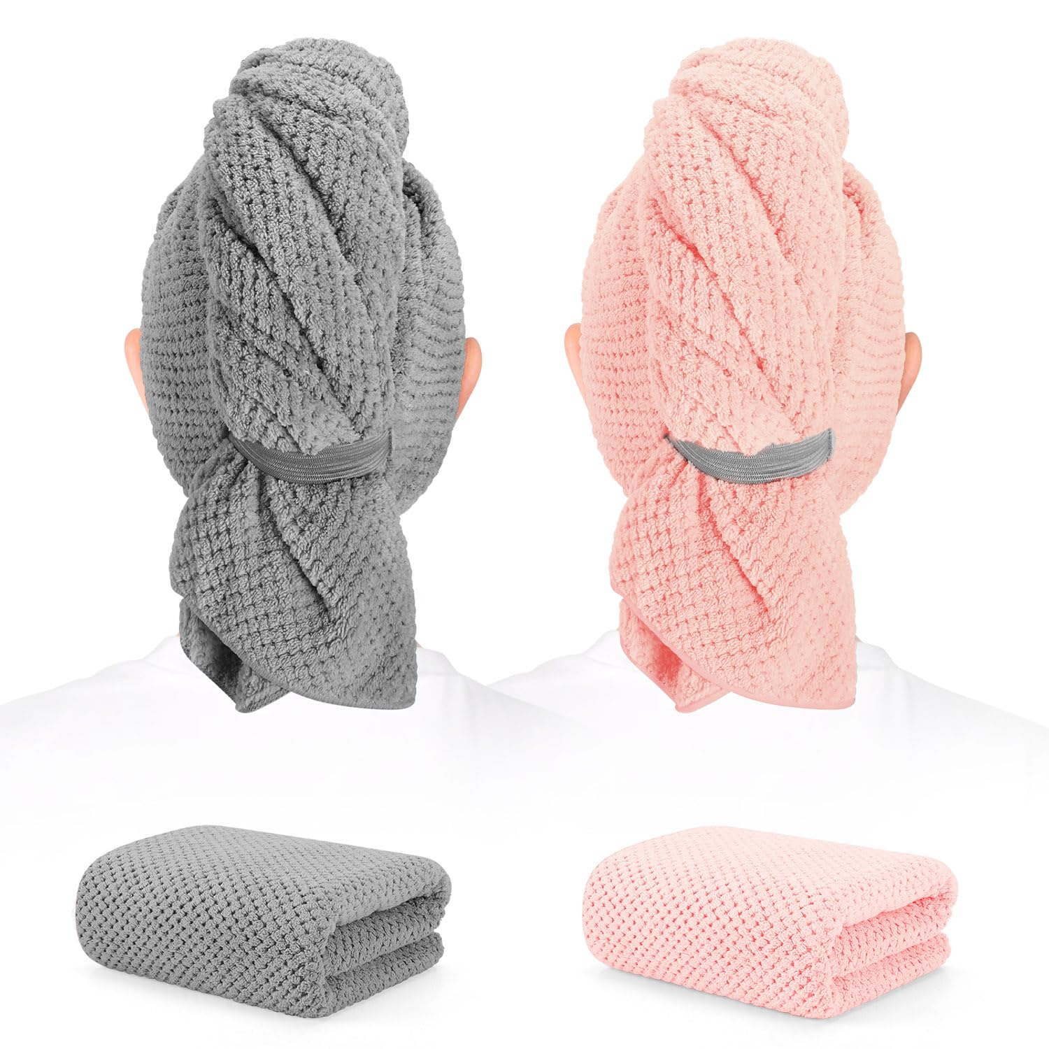 BEoffer front packaging showing two microfiber hair towels and quick-dry benefit