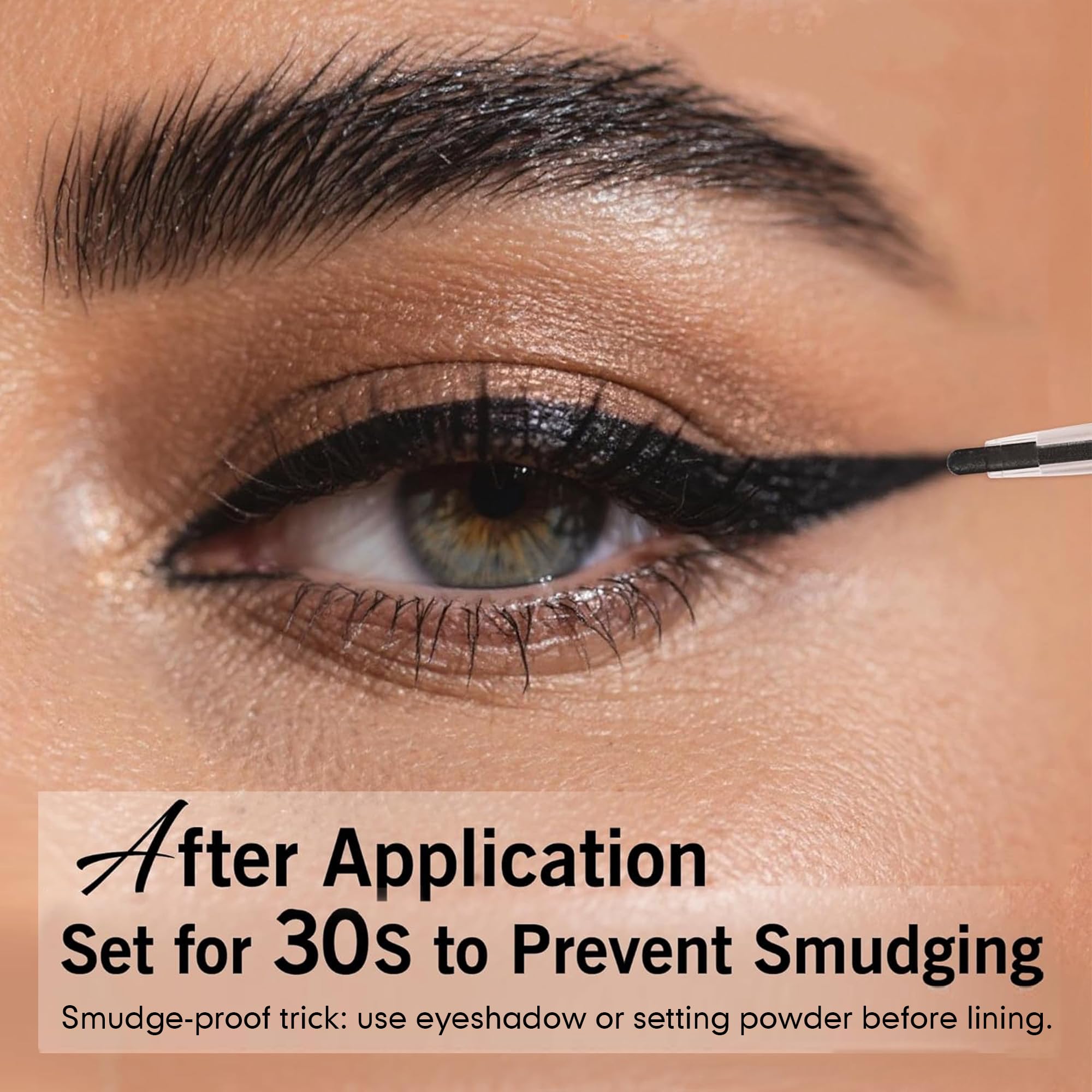 BEPHOLAN applying eyeliner on waterline showing waterproof hold and crisp definition