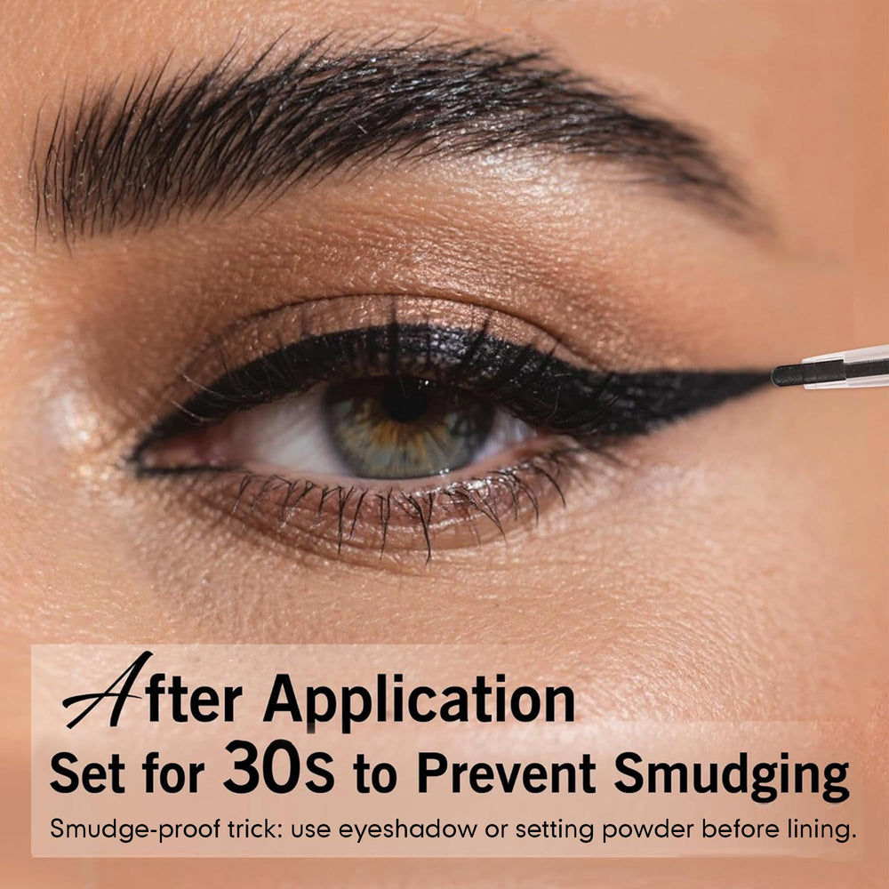 BEPHOLAN applying eyeliner on waterline showing waterproof hold and crisp definition