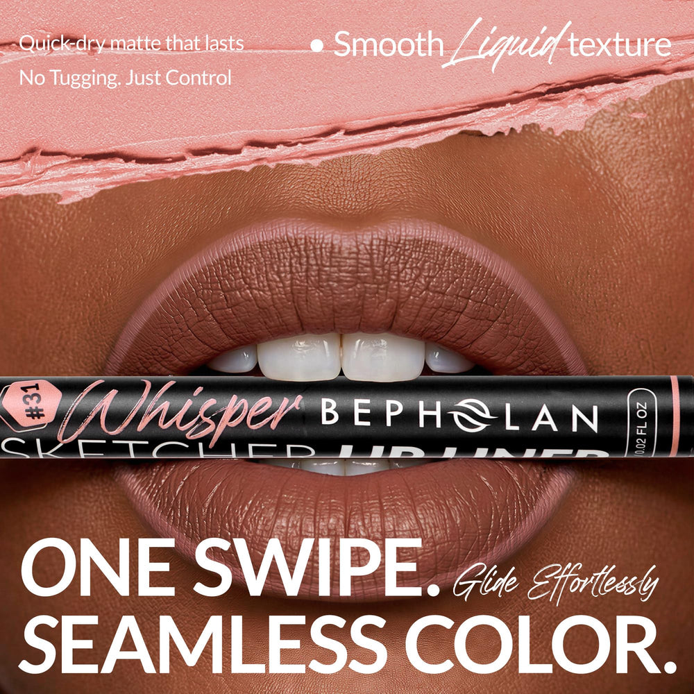 BEPHOLAN lips close-up showing smooth matte nude-pink finish