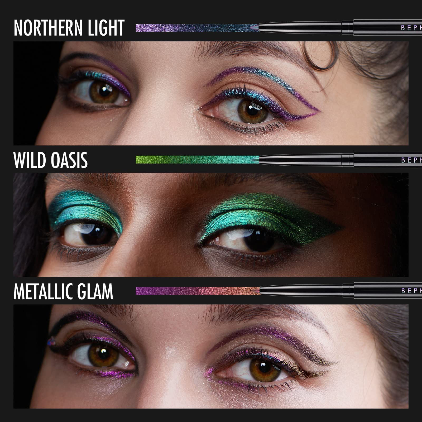 BEPHOLAN Northern Light lifestyle night look showing bold metallic impact