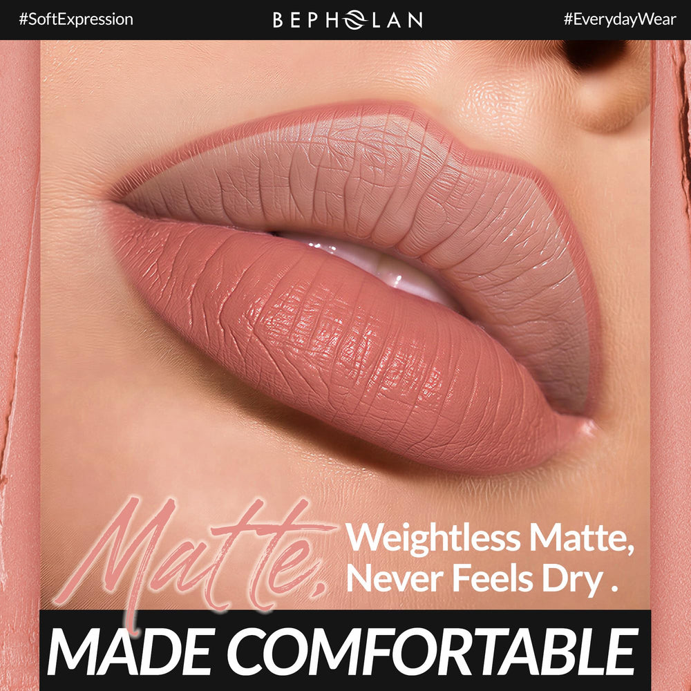 BEPHOLAN liner next to lipstick showing layering and dimension