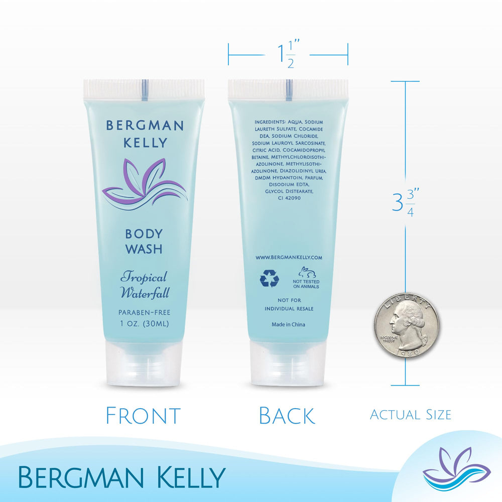 BERGMAN KELLY bottle label and texture detail highlighting recyclable packaging and quality