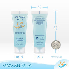 BERGMAN KELLY foil-sealed bottles of shampoo conditioner lotion preventing leaks
