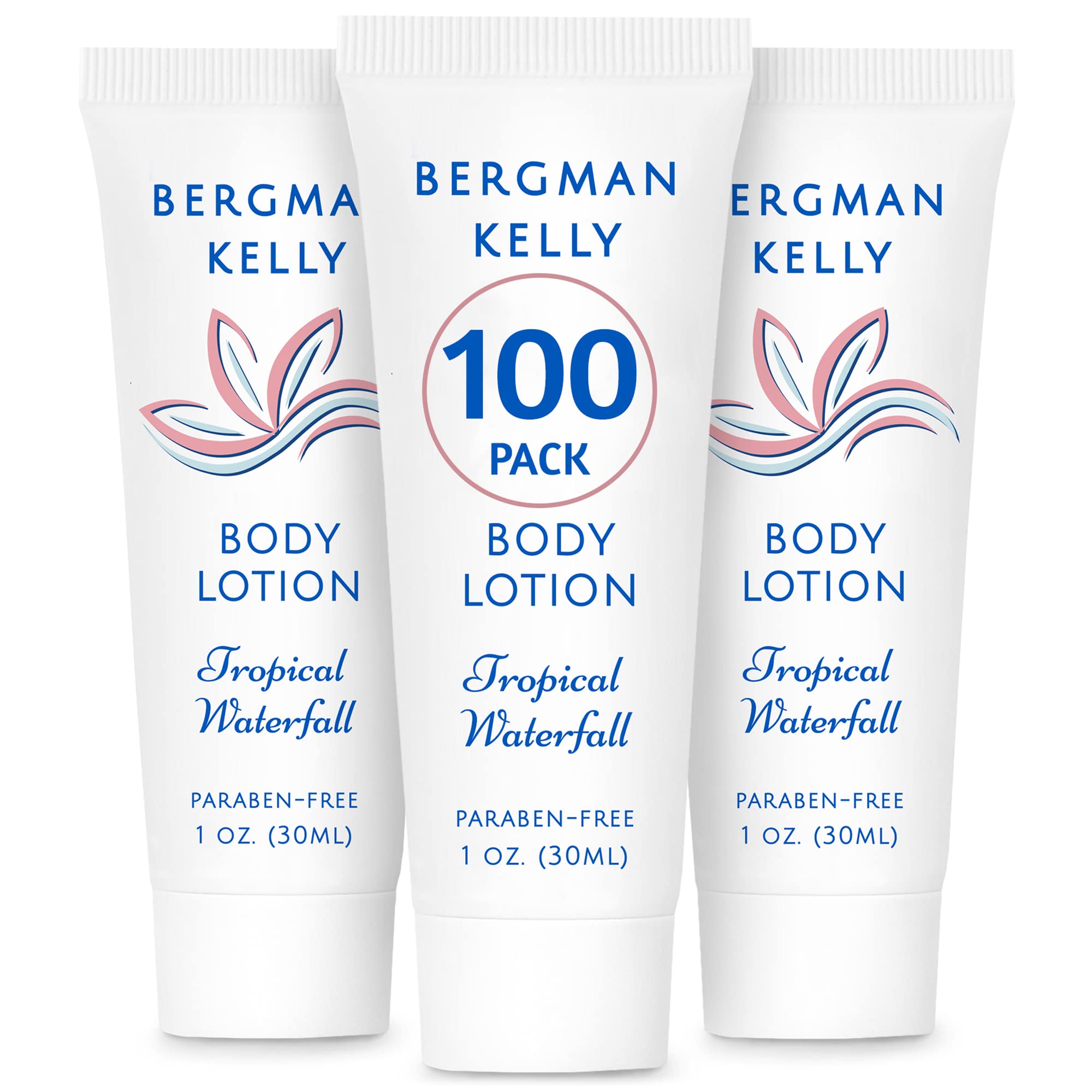 BERGMAN KELLY front packaging showing tropical waterfall scent and bulk count benefit