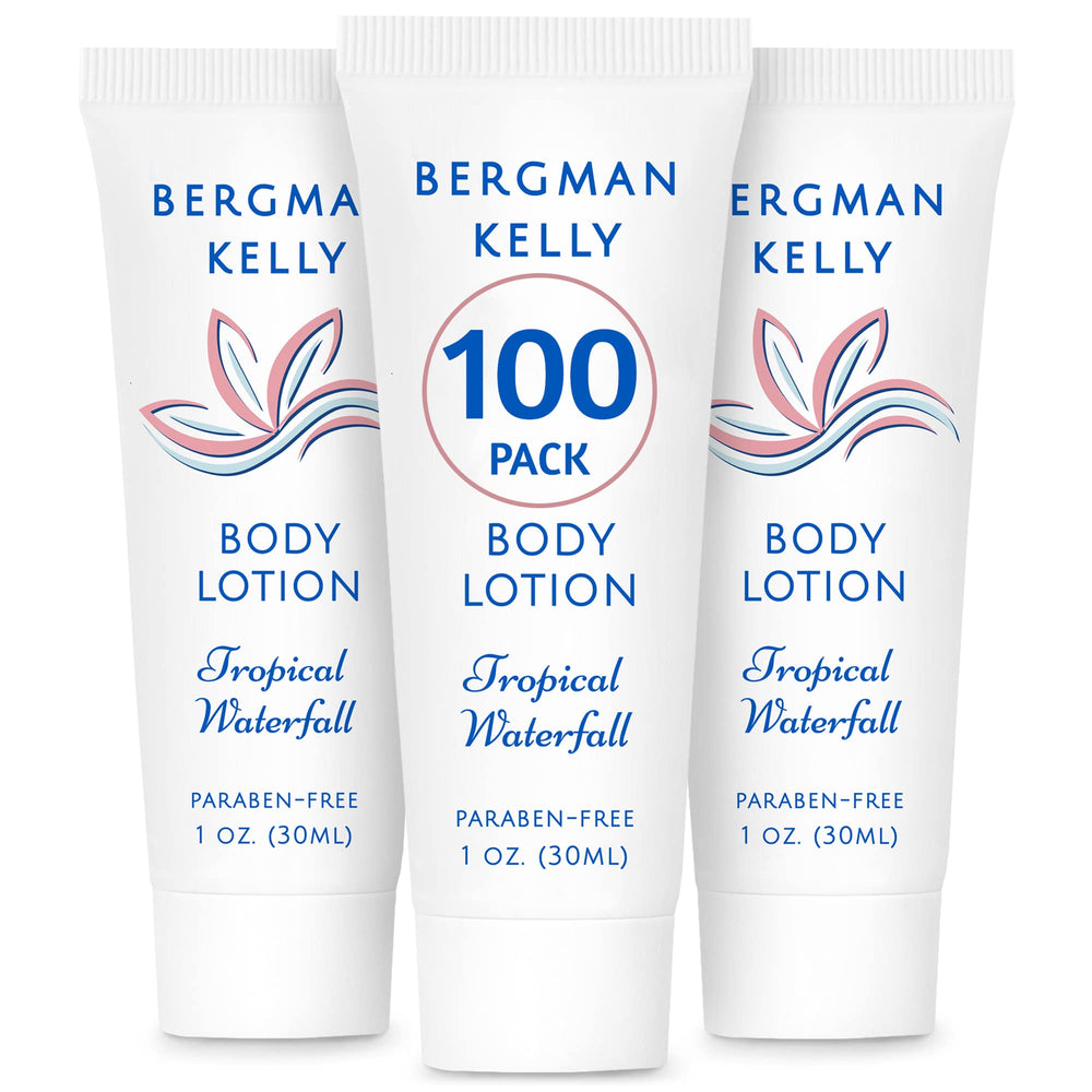 BERGMAN KELLY front packaging showing tropical waterfall scent and bulk count benefit