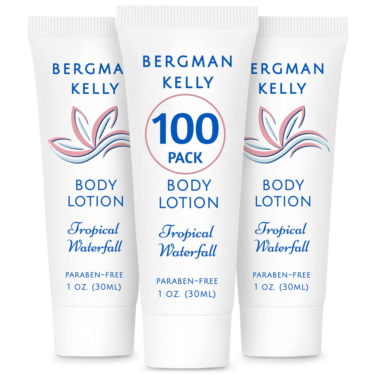 BERGMAN KELLY front packaging showing tropical waterfall scent and bulk count benefit