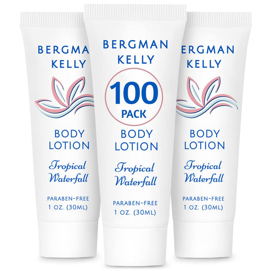 BERGMAN KELLY front packaging showing tropical waterfall scent and bulk count benefit