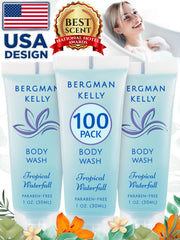 BERGMAN KELLY bottle on guest vanity lifestyle setting communicating premium welcome experience