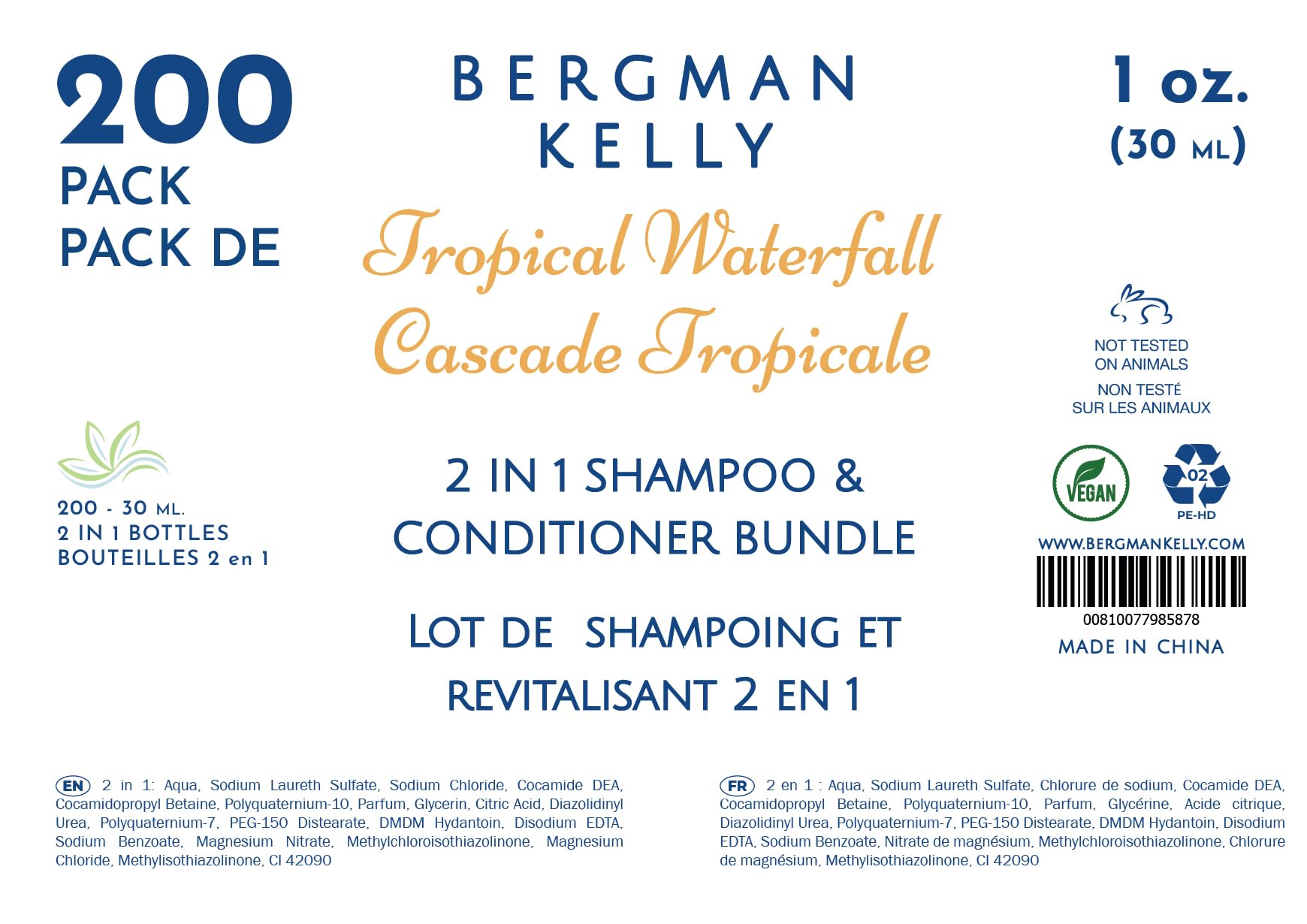 BERGMAN KELLY ingredients label close-up showing paraben-free benefit
