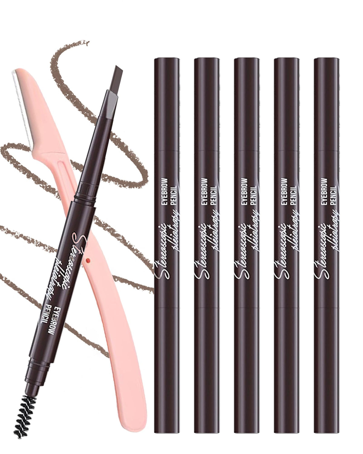 Berinist front packaging showing six medium brown pencils for reliable brows