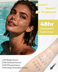 Berinist stamping in use on cheek demonstrating fast, natural-looking freckles