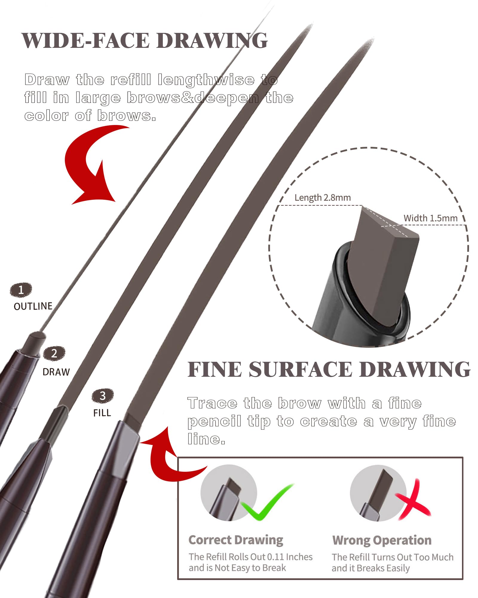 Berinist pencil applied in hand demonstrating easy, natural fill