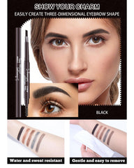 Berinist pencils in use on model demonstrating defined, natural brows