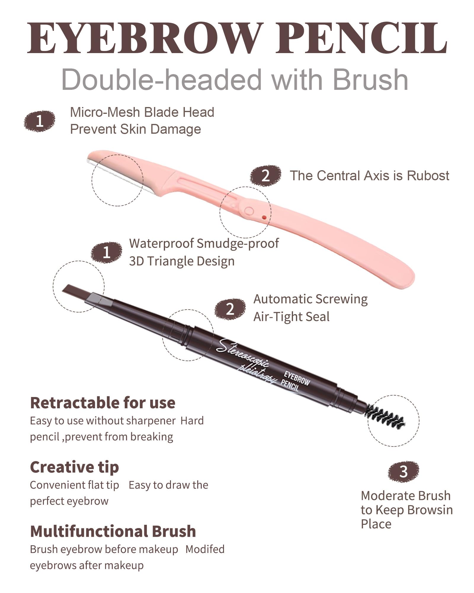 Berinist spoolie brush detail for seamless blending and groomed brows