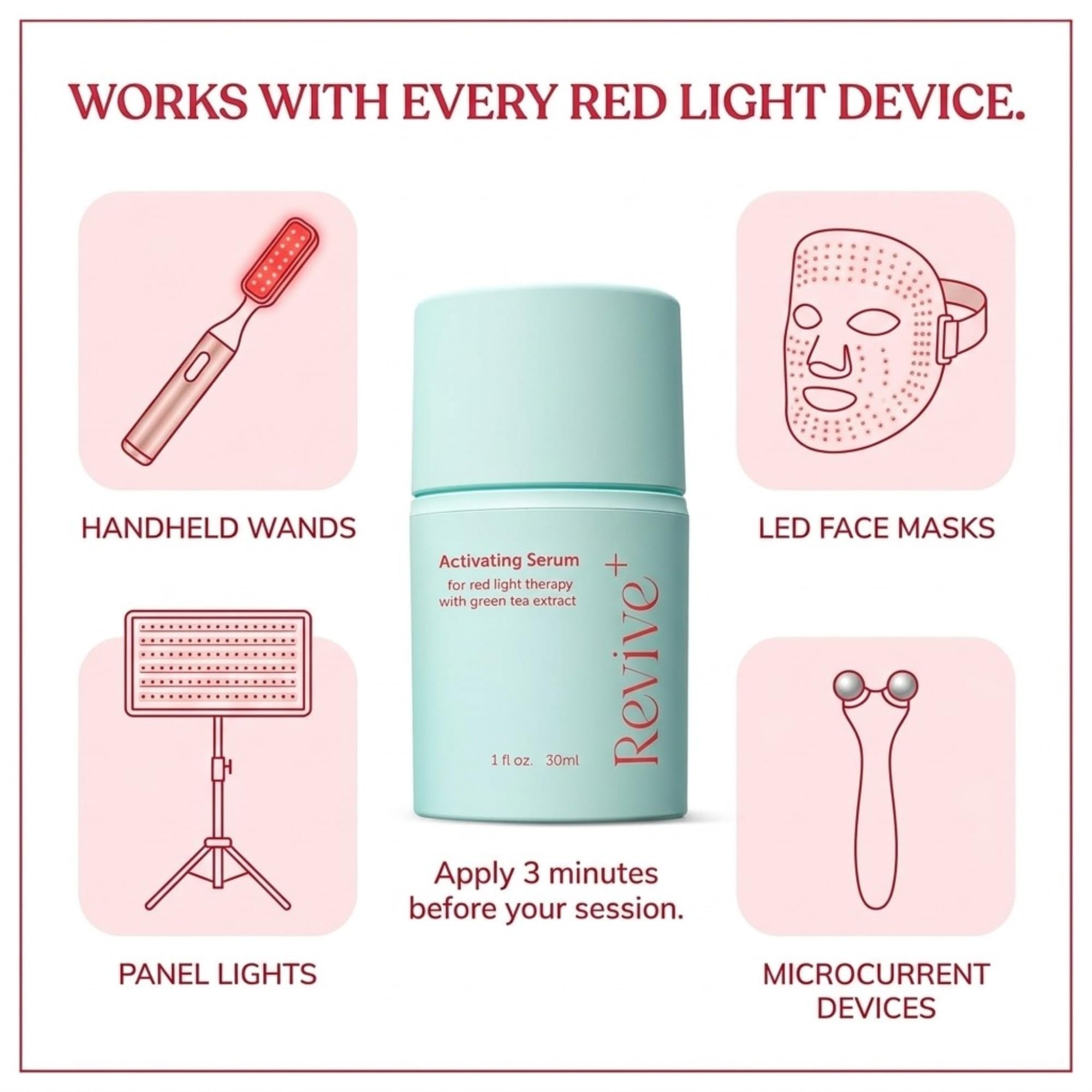 Berkland bottle next to red light device in use showing compatibility benefit