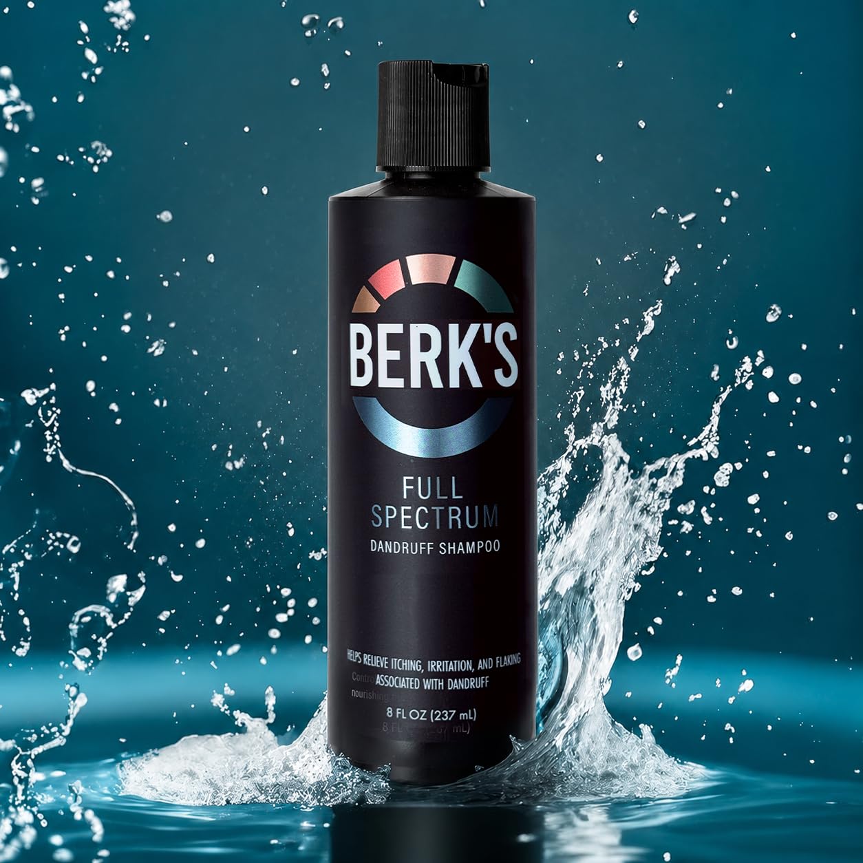 Berk's close-up of shampoo lather highlighting targeted exfoliation benefit