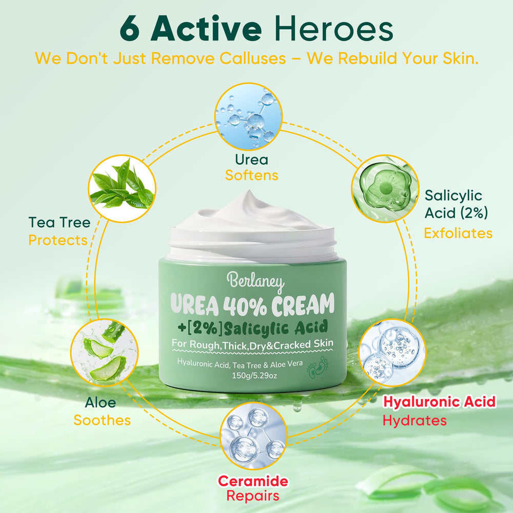 Berlaney cream on foot with sock for overnight softening treatment