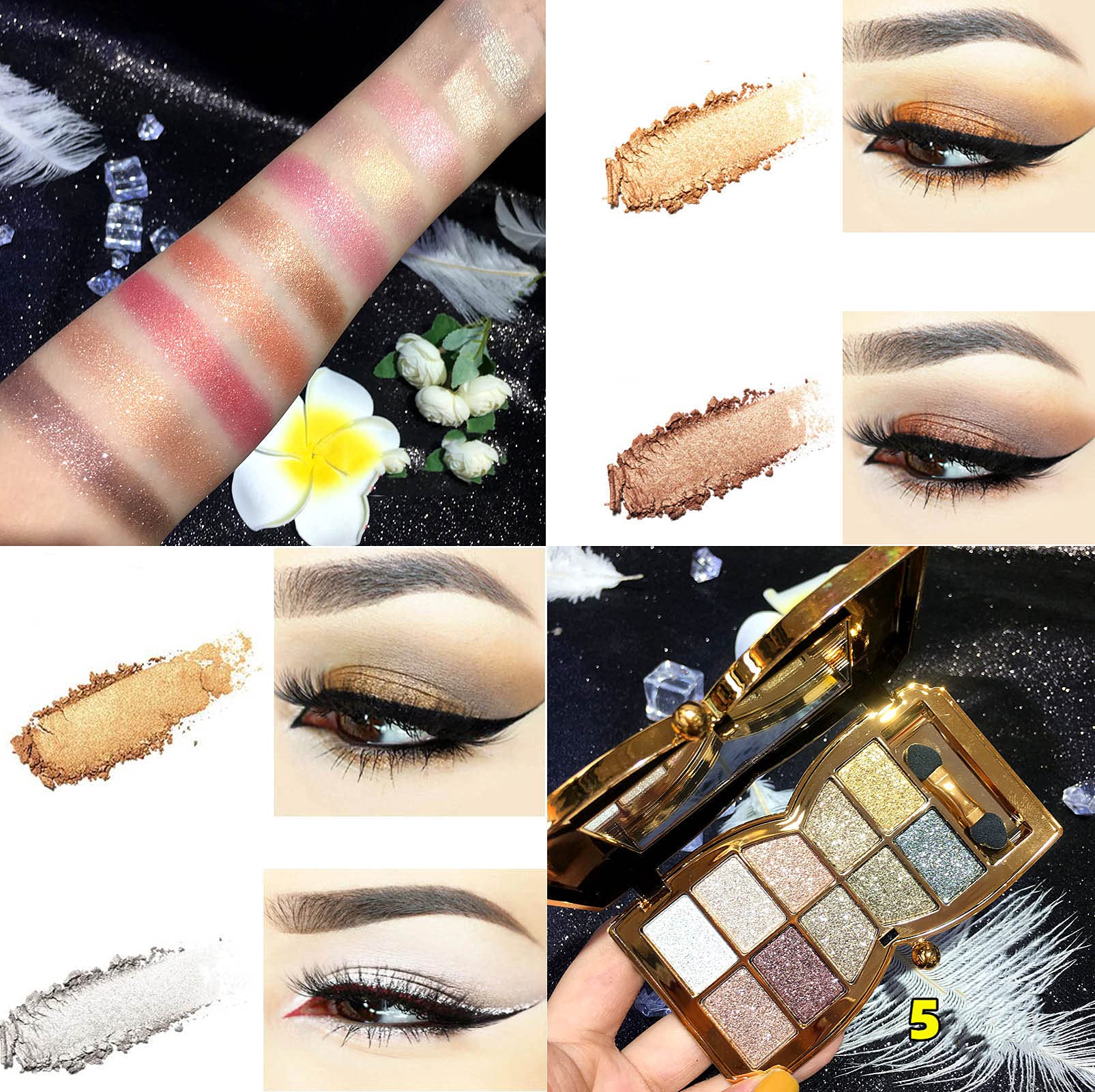 Bernecy applying glitter with fingertip on eyelid for precise, long-lasting effect