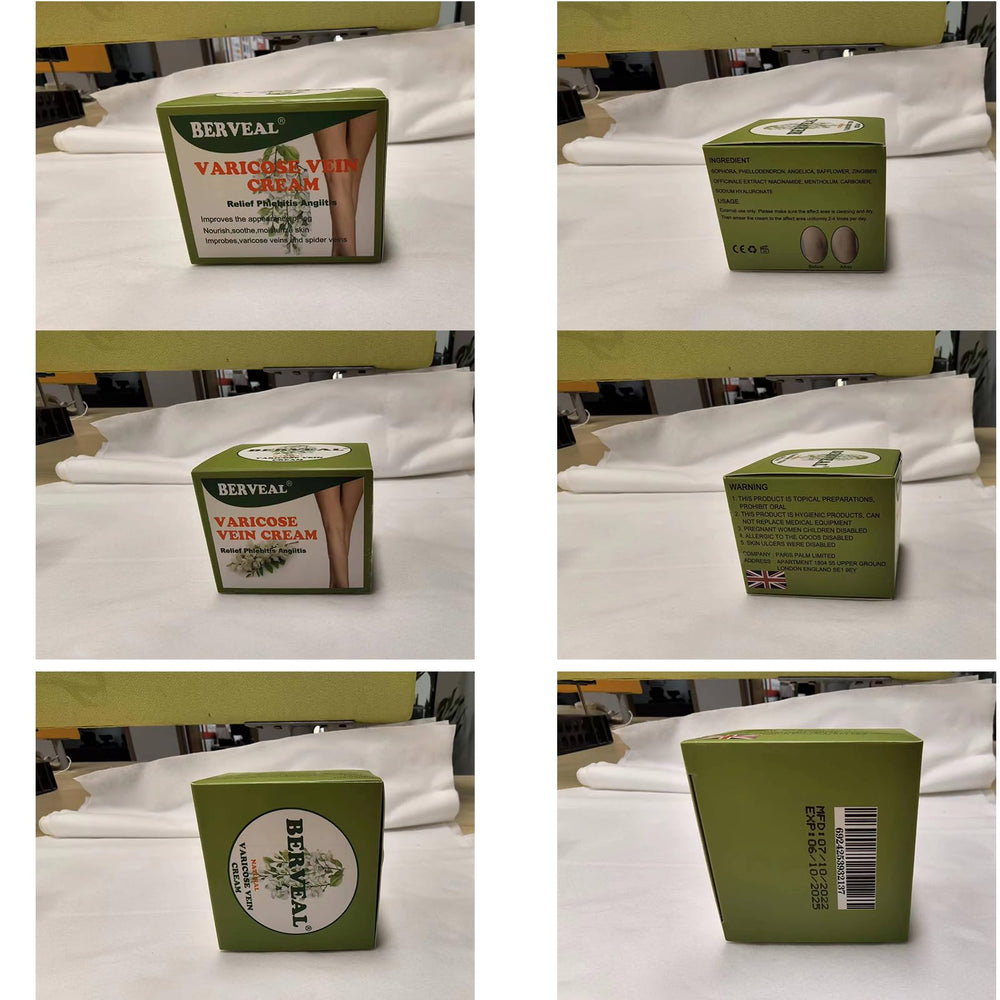 BERVEAL cream applied with upward leg massage improving comfort and circulation