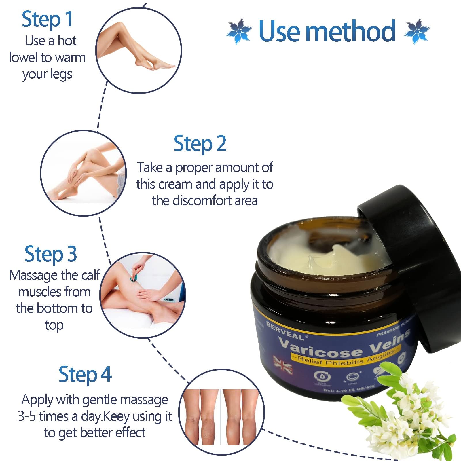 BERVEAL sophora extract ingredient close-up highlighting natural circulation support