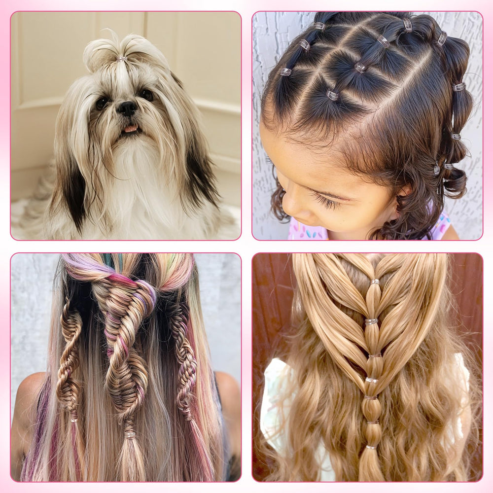BESARME child wearing a braided hairstyle showing gentle, small elastics for baby hair