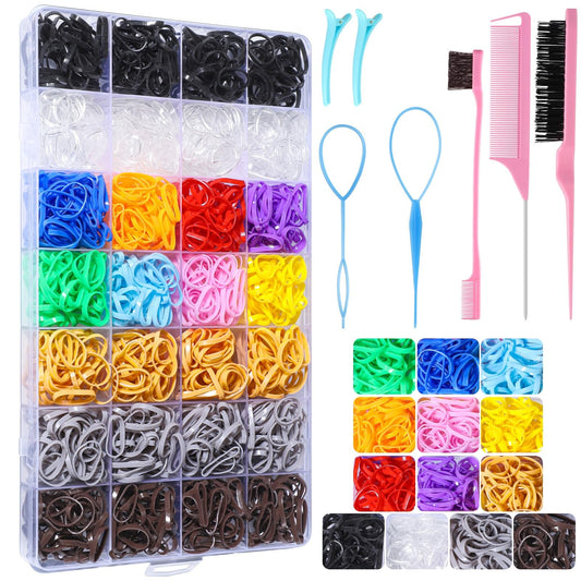 BESARME clear organizer box showing sorted elastic bands and tools for tidy storage