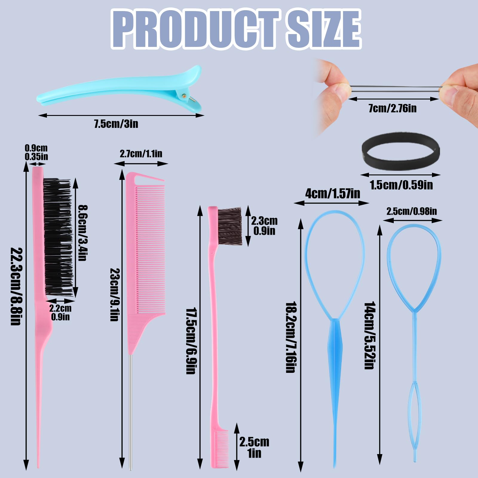 BESARME styling tools laid out including topsy tails comb and clips for easy styling