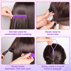 BESARME styling tools layout including topsy tails comb brush demonstrating faster styling
