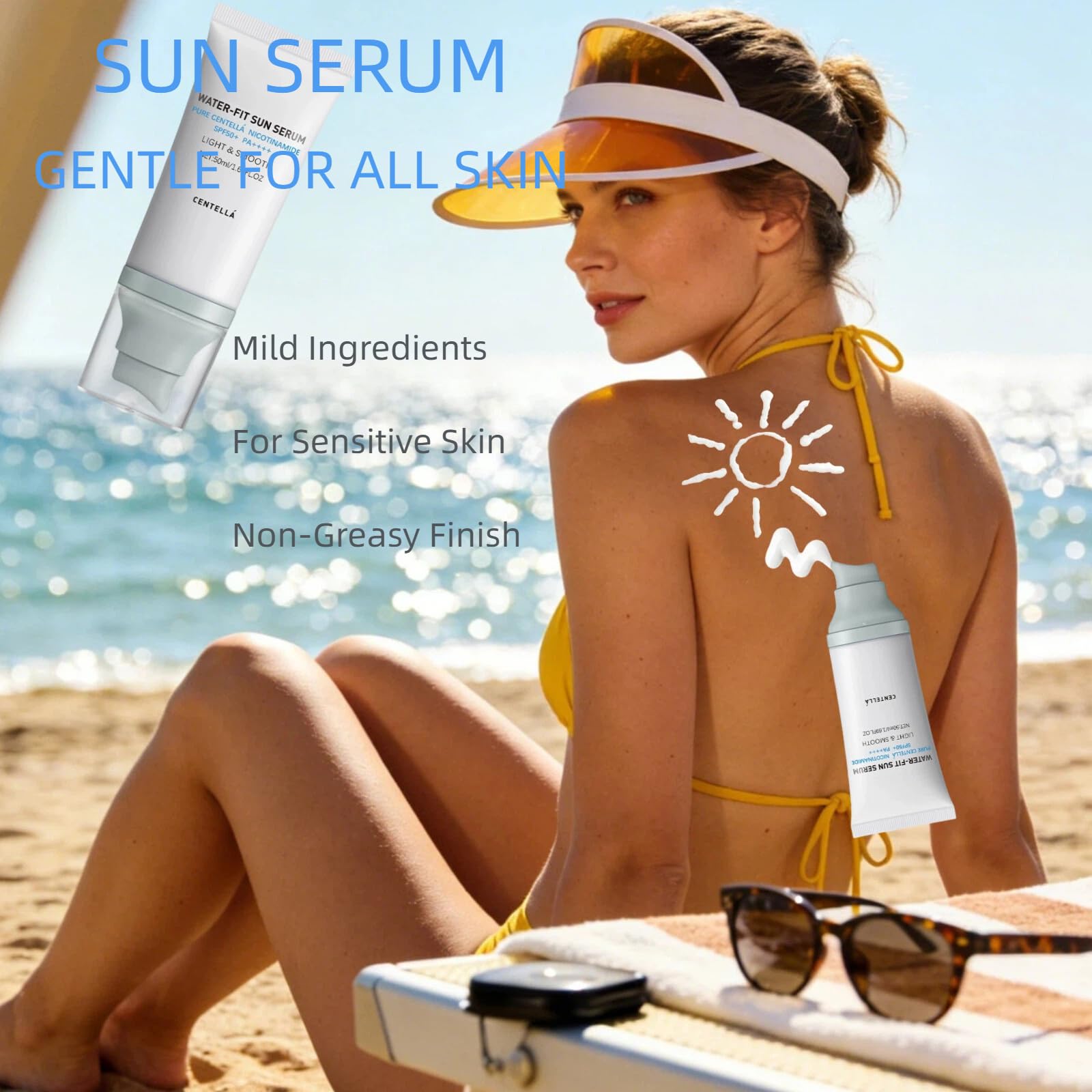 BESHICO watery-serum texture swipe illustrating lightweight hydration
