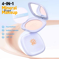BESHICO pressed powder texture close-up revealing fine mineral finish for smooth skin