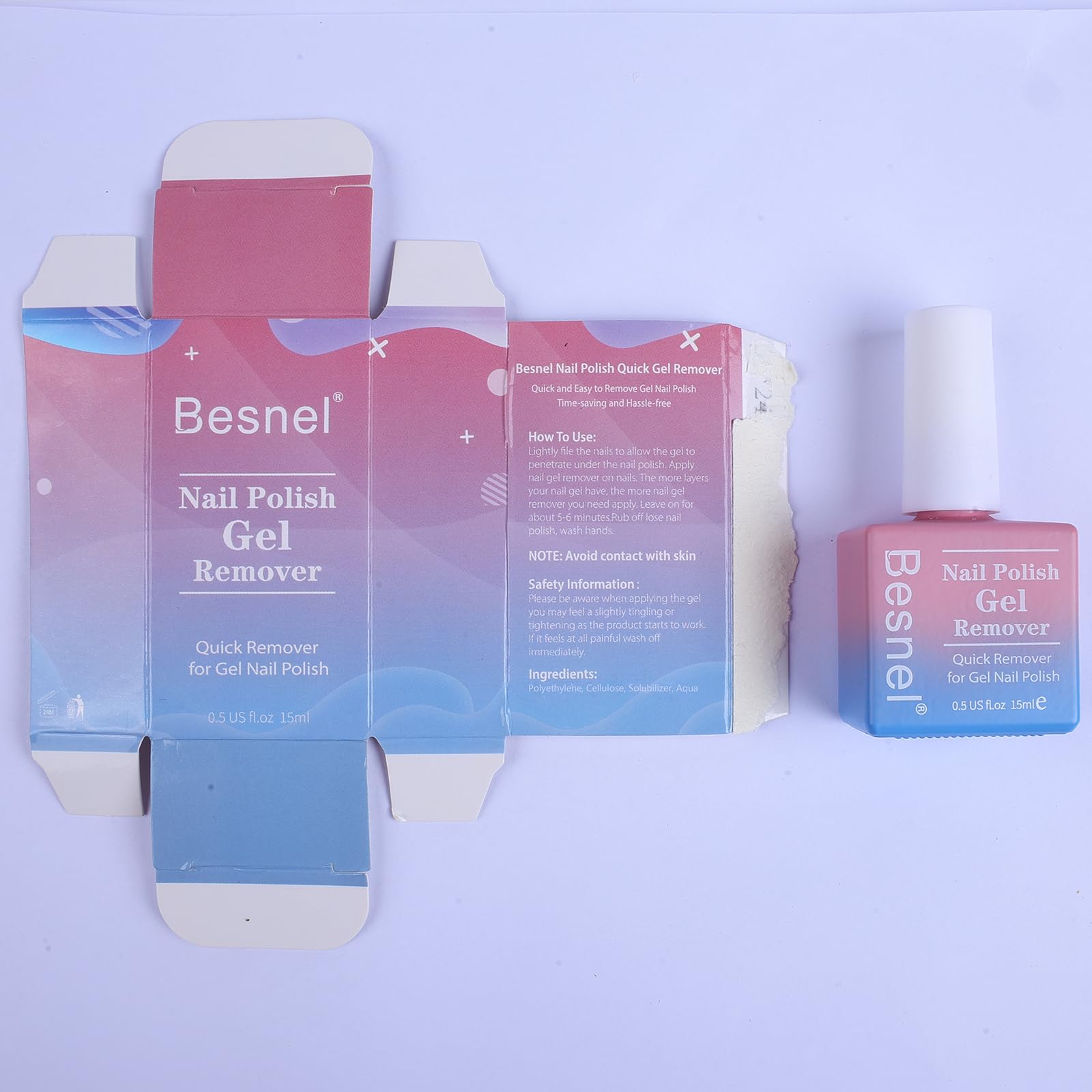 BESNEL brush application closeup demonstrating quick gel polish softening