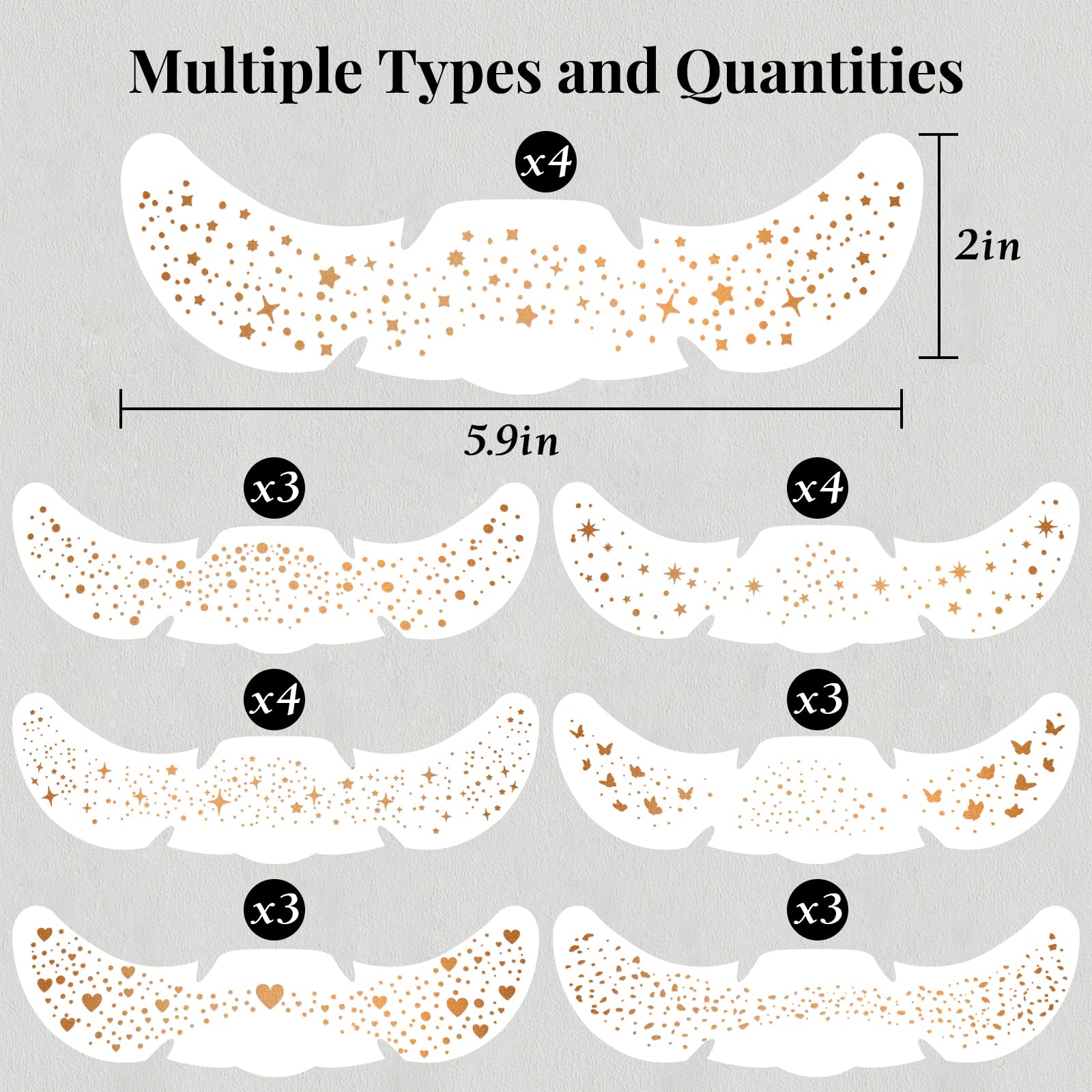BESNEL sheet layout displaying seven holographic freckle patterns for easy selection
